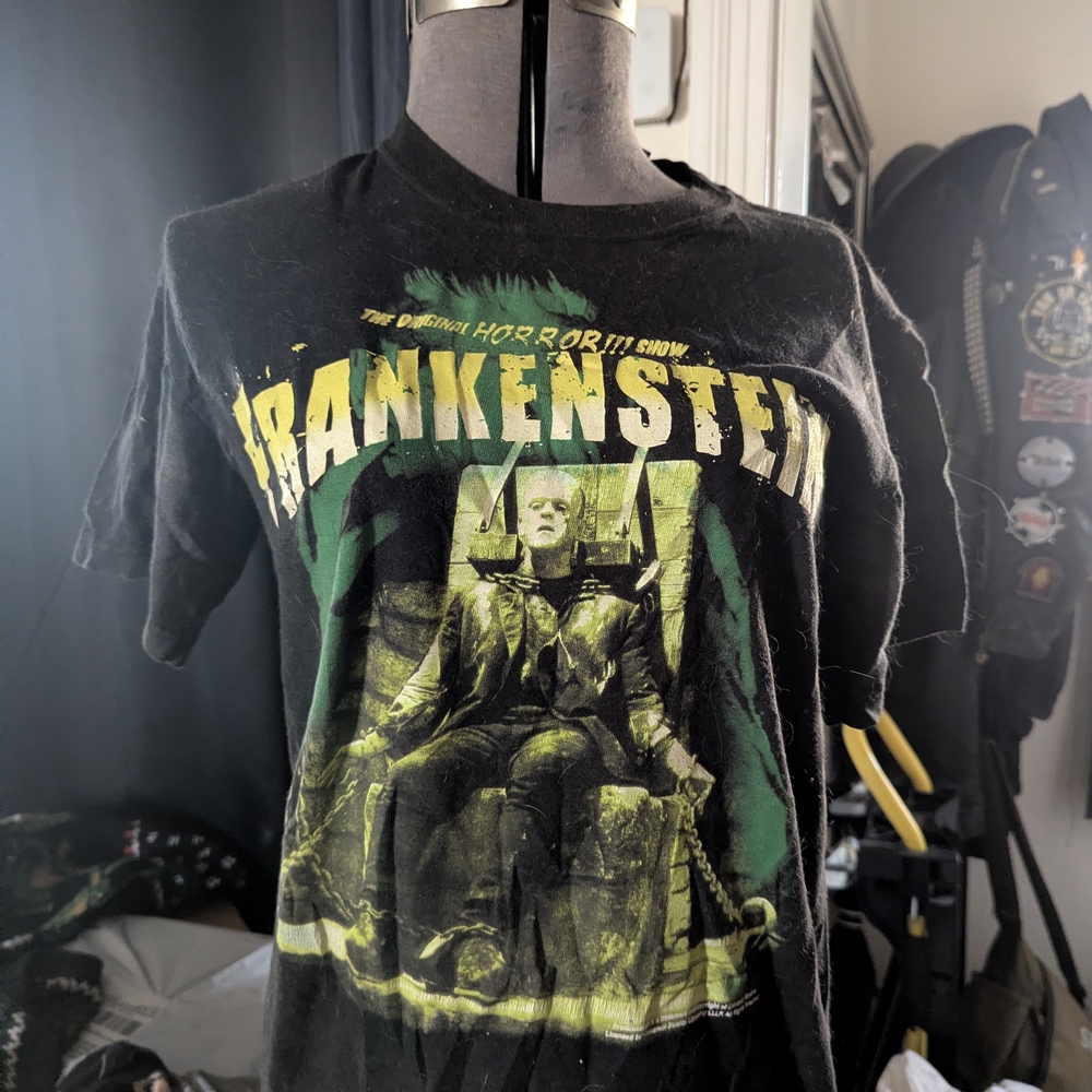 Frankenstein Gothabilly Horror Black Graphic T-Shirt